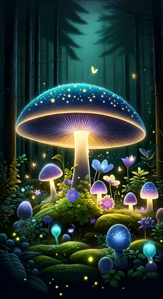 森林中的奇幻蘑菇世界
