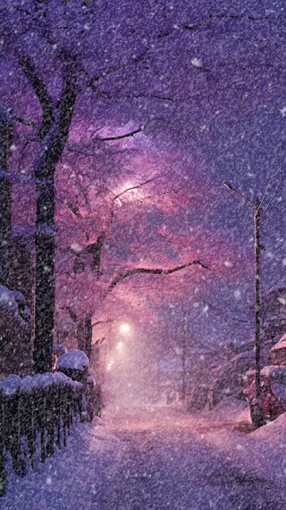 唯美紫夜雪景
