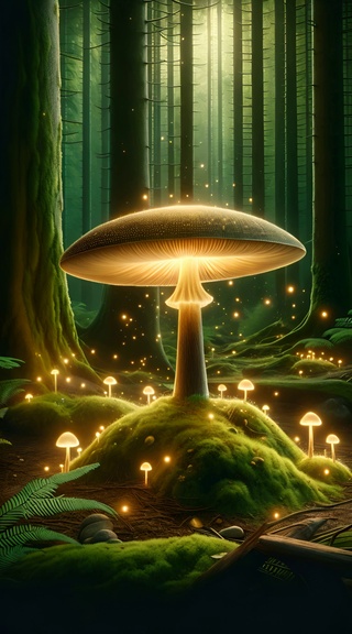 森林中的发光蘑菇