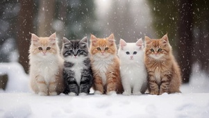 雪中可爱猫咪
