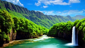 山川瀑布自然美景