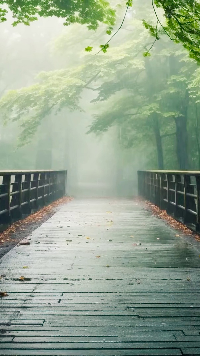 雨天的树林小路