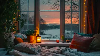 雪天温馨小屋卧室