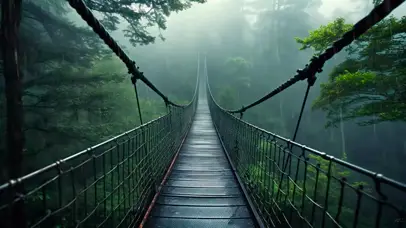 雨中森山吊桥 