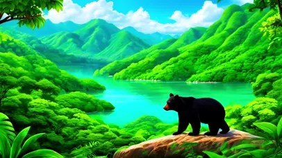 绿色护眼森林中的黑熊